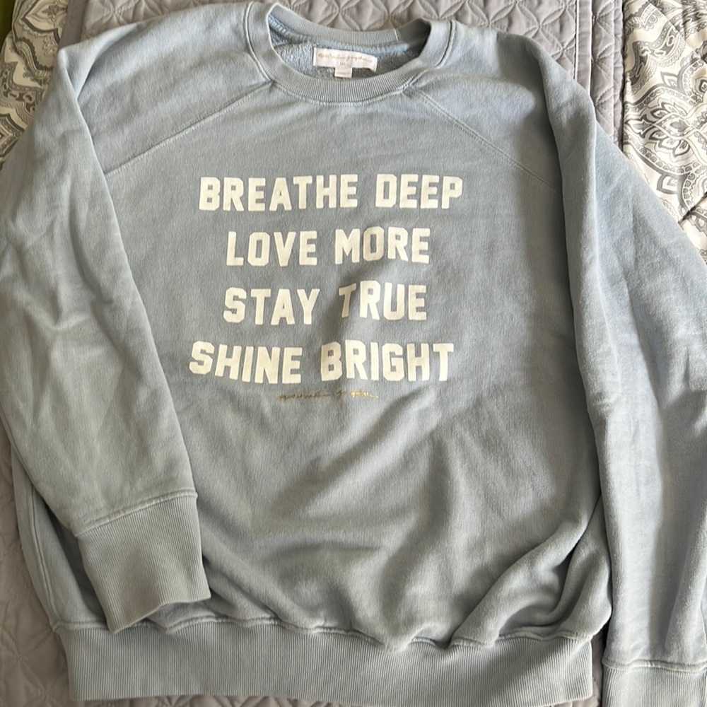 Spiritual Gangster sweatshirt “Breathe Deep…”, size small. Exc used condition.
